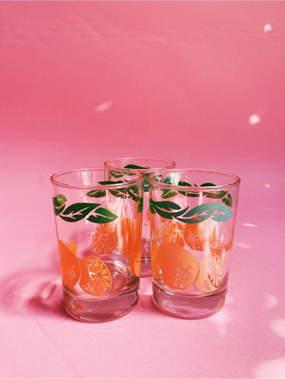 3 Vintage Citrus Orange Glass Juice Tumbler - Anchor Hocking 1987